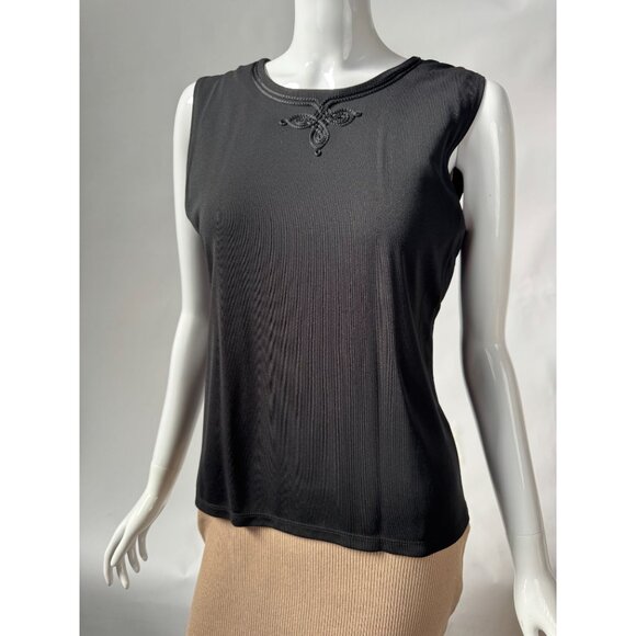 Josephine Chaus Black Embroidered Cardigan & Tank Set Rayon/Polyester S Made In - Picture 16 of 16